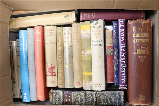 Modern literature including 1st editions by Daphne du Maurier, H.E.Bates, E.M.Forster etc (2 boxes)